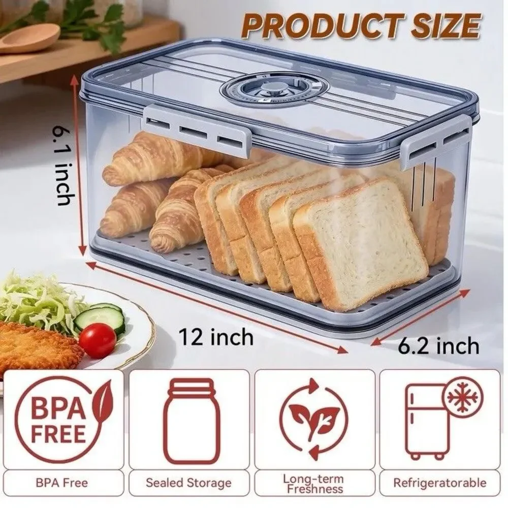 Bread Box for Kitchen Counter Airtight,Time Recording Bread Storage